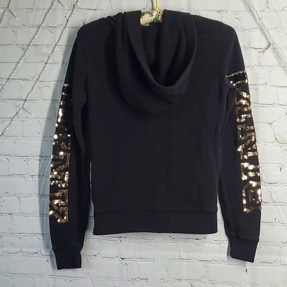 2014 RARE Victoria's Secret PINK Palm Tree Sequin Logo Spellout Hoodie Size XS - Picture 10 of 17